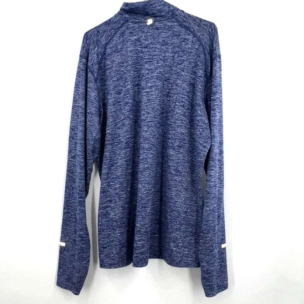 Nike Blue Zip Up Sweater with Heathered Texture - Picture 2 of 4